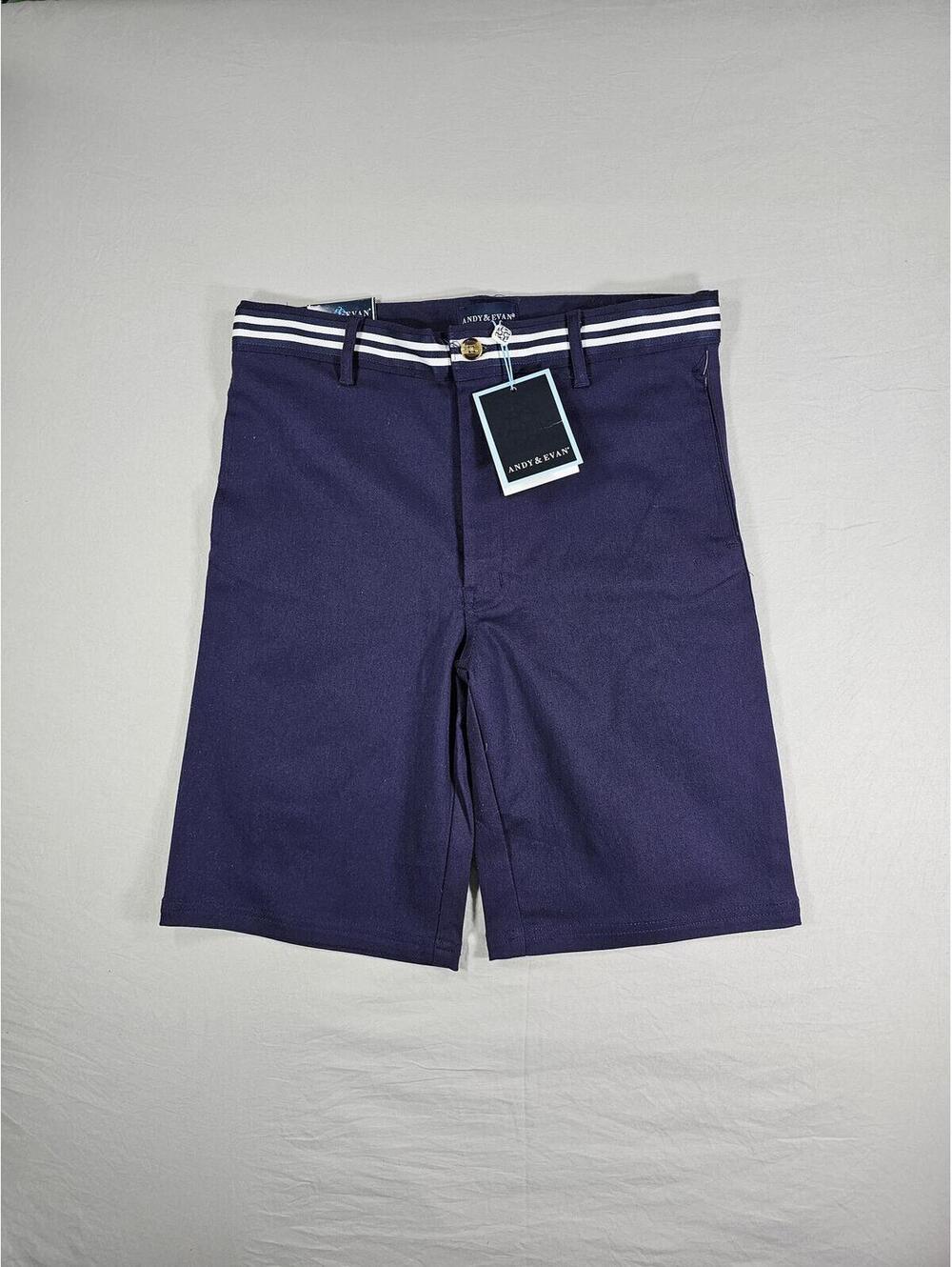 Andy & Evan Boys' Navy Shorts with Striped Waistband
